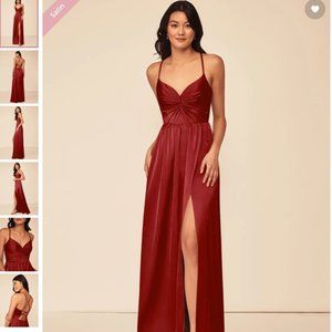 Azazie Raya Satin Floor-Length Dress
